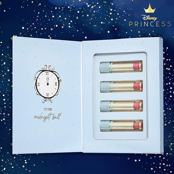 Belle Maison Disney Cosmetic Makeup Set, Makeup Essential Collection, Princess Cinderella - Includes 4pc Lip Gloss, 4pc Lipstick, 60ct Facial Cleansing Wipes (2pk)