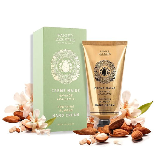 Panier des Sens Almond Hand Cream - Nourishing Shea Butter Hand Cream for Dry Cracked Hands 97% Natural Ingredients - Dermatologically Tested Hand Lotion for Woman Made in France, 2.5 fl oz