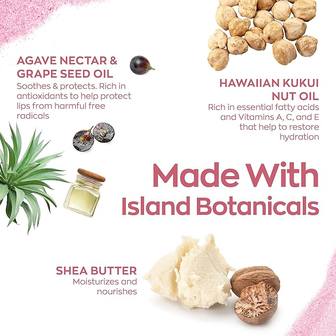 Hanalei Lip Treatment for Dry, Chapped Lips – Intensive Overnight Moisturizer with Kukui Oil, Shea Butter & Grapeseed Oil – Hydrating Balm for Healing Cracks – Mauve Pink Tint, 15g – Cruelty-Free