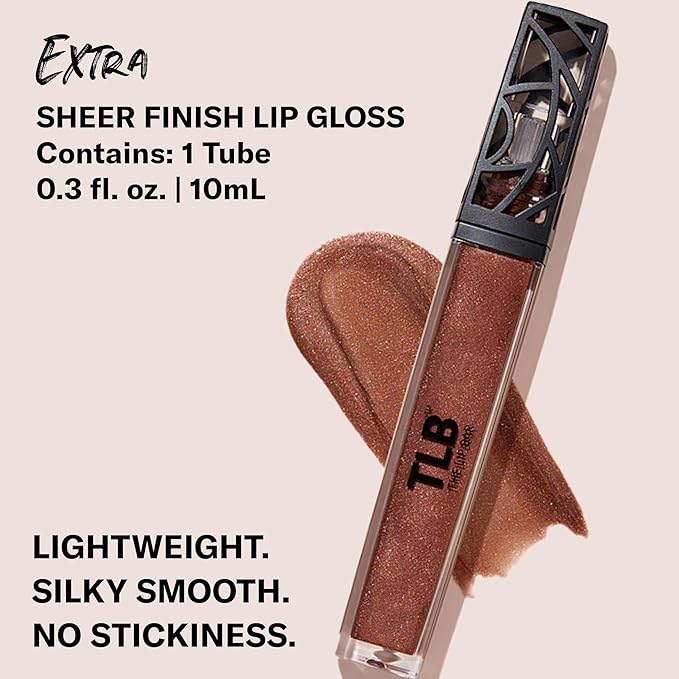 The Lip Bar - Lip Gloss, Extra (Brown Shimmer) - Gloss Up Sheer Finish - Smooth, Not Sticky Formula - Moisturizing Coconut Oil, Olive Oil, Argan Oil & Vitamin E - Vegan & Cruelty Free - .30 fl oz