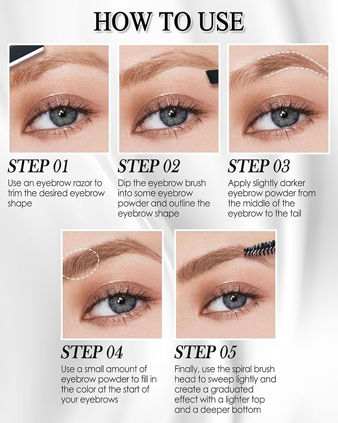 Eyebrow Powder Kit,3 Color Auburn Brown Black Gray Eye Brow Powder Palette with Razor Brush, Long Lasting Waterproof Brow Filler Fill & Sculpt Full Eyebrows, Thanksgiving Makeup Gift Set for Women-03