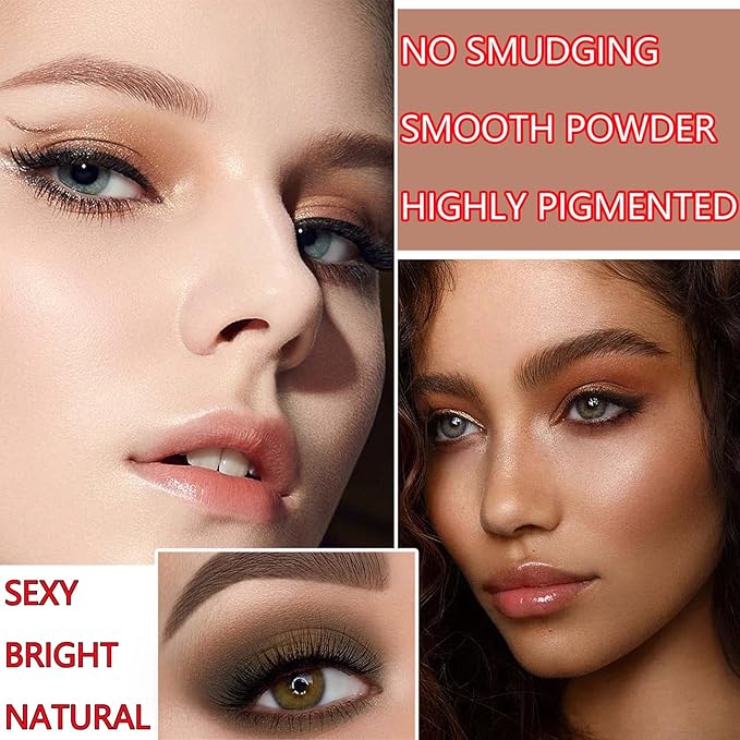 12 Colors Naked Eyeshadow Palette,Shimmer Glitter Eye Shadow Palette Makeup Natural Highly Pigmented Smokey Eyeshadow Palettes,Long-lasting Makeup Pallets for Women(Shimmer)