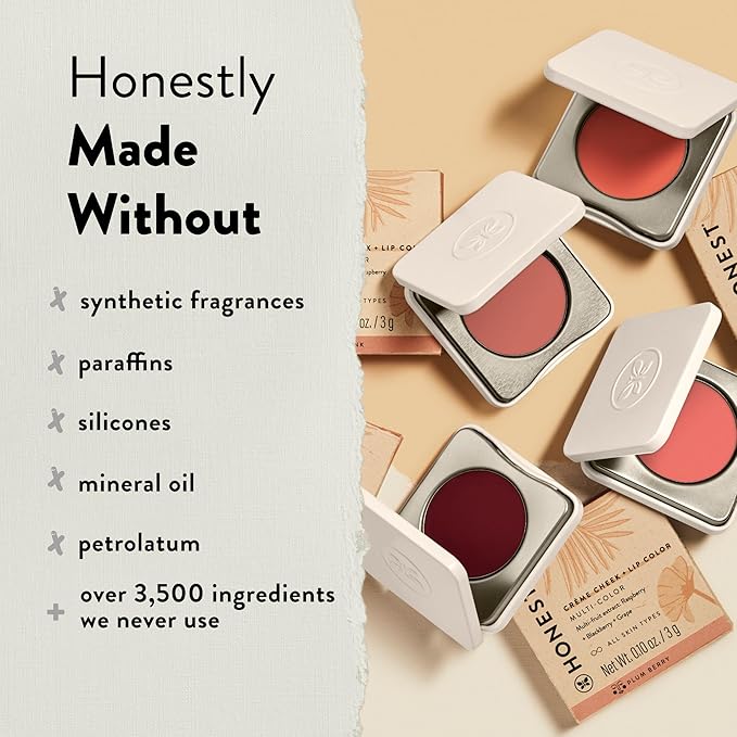 Honest Beauty 2-in-1 Creme Cheek Blush + Lip Color | EWG Verified, Vegan + Cruelty Free | Fire Coral, .1 oz
