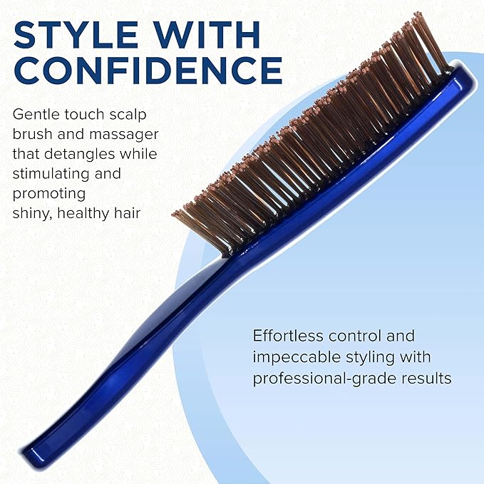 GIORGIO Hair Brush for Men and Women, Gentle Mini Detangler Hair Brush for Thick Hair, Scalp Massager Brush, Travel Detangling Brush, All Hair Types - Blue, 1 Count