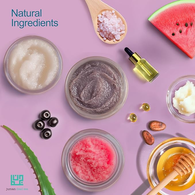 Juman Dead Sea Minerals Fruity Body Scrub Set | Infused with Essential Oils | Gently Exfoliates and Rejuvenates Skin | SlS & Paraben Free | Vegan | Scrub Pack of 3