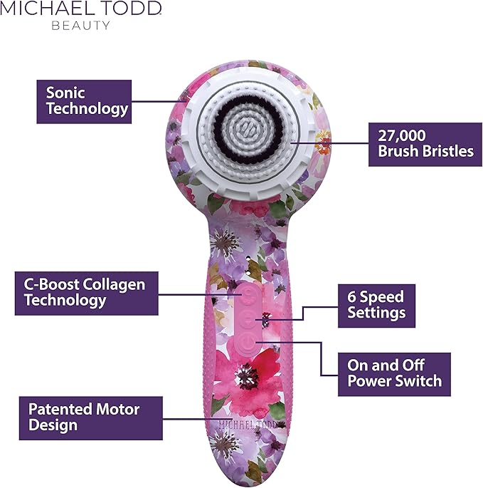 Michael Todd Beauty - Soniclear Elite - Facial Cleansing Brush System - 6-Speeds - Face Cleansing Brush & Exfoliating Body Scrubber