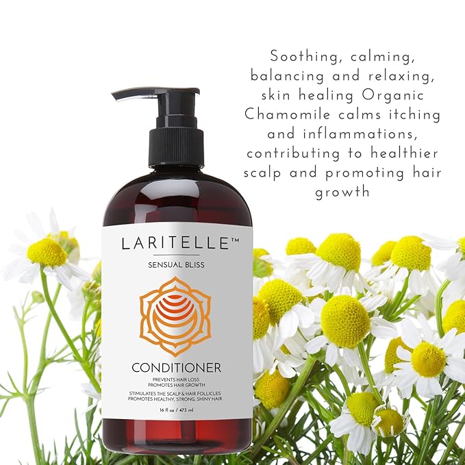 Laritelle Organic Hair Growth Set | Shampoo 16 oz + Conditioner 16 oz + Hair Loss Treatment 4 oz | Argan Oil, Rosemary, Palmarosa & Orange | NO GMO, Sulfates, Gluten, Alcohol, Parabens, Phthalates