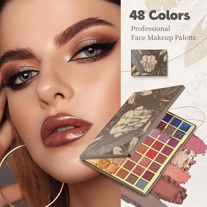 Color Nymph 48 Color Eye Makeup Palette, Highly Pigmented Eyeshadows Palettes with Mirror, Matte Shimmer Creamy Eye Shadows, Long Lasting Blendable Color Make Up Eye Shadows Cosmetics Gift Kit