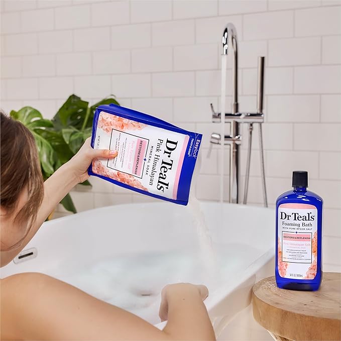 Dr Teal's Salt Soak with Pure Epsom Salt, Restore & Replenish with Pink Himalayan Mineral, 3 lbs (Pack of 2)