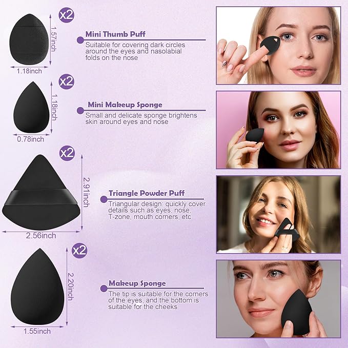 20PCS Makeup Brushes Set,10 Pcs Travel Makeup Brush with Mirror,Storage Bag and 8PCS Makeup Sponges for Home,Travel, Party