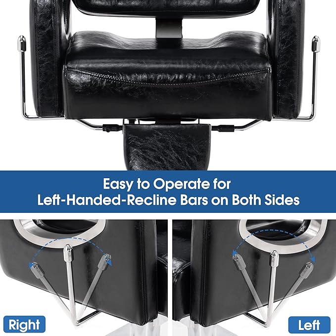 BarberPub Barber Chair Reclining Salon Chair for Hair Stylist, Antique Hair Spa Salon Styling Beauty Equipment 8132 (Black)