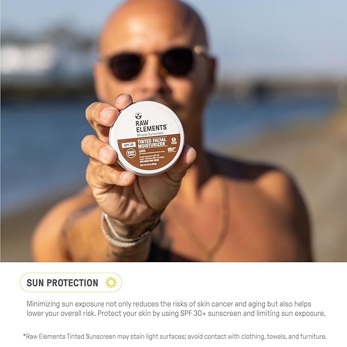 Raw Element Ultra-Moisturizing Tinted Face Cream, Non Toxic Mineral Face Sunscreen, Daily Tinted Moisturizer, Non-Nano Zinc Oxide, Reef Friendly, All Ages, SPF 30, 1.8 oz, Lava, Pack of 1