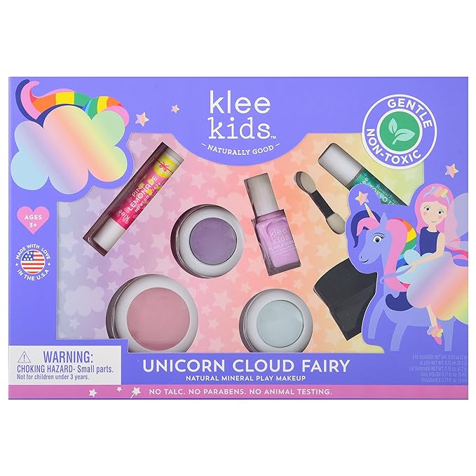 Luna Star Naturals Klee Kids Deluxe Play Makeup Kit. Gentle and Non-Toxic. Made in USA. (Unicorn Cloud Fairy)