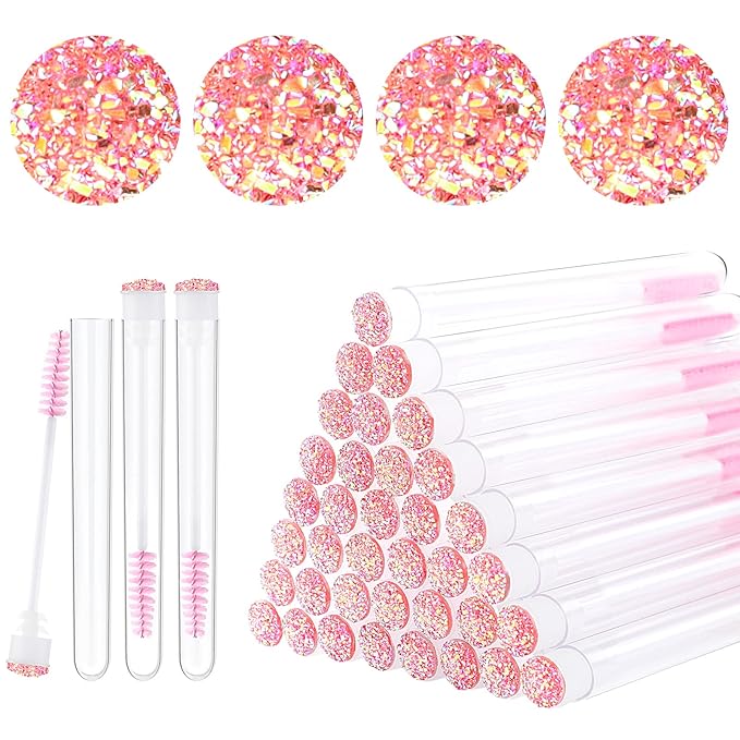 50pcs Eyelash brush Lash Wand Makeup tool Eyelash Extension supplies Cleaning brush Diamond Mascara star l pink