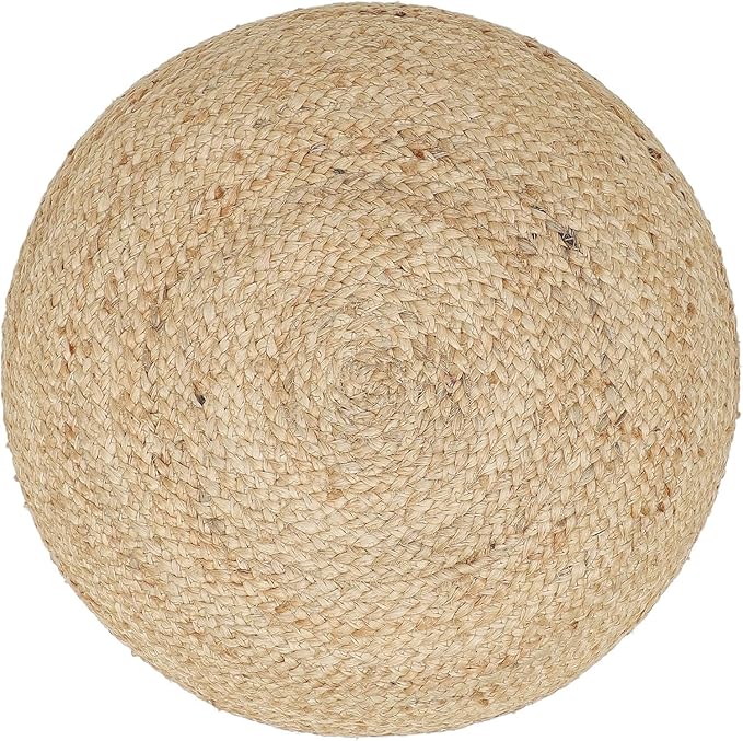 REDEARTH · Jute Circular Pouf Ottoman - Braided Pouffe Accent Sitting Round Footrest for Living Room, Bedroom, Nursery, kidsroom, Patio, Gym; 100% Jute Set of 2 (19.5"x19.5"x14"; Jute Natural)