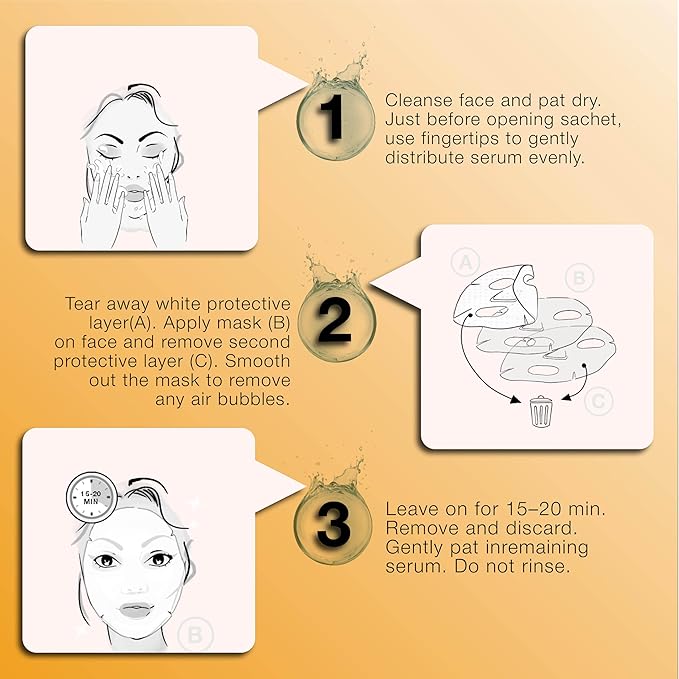 STARSKIN After Party 1x40g, Bio-Cellulose Brightening Face Mask for all Skin Types, Korean Skincare Mask infused with Vitamin C Serum and Niacinamide, Energizing and Soothing, K Beauty Skincare