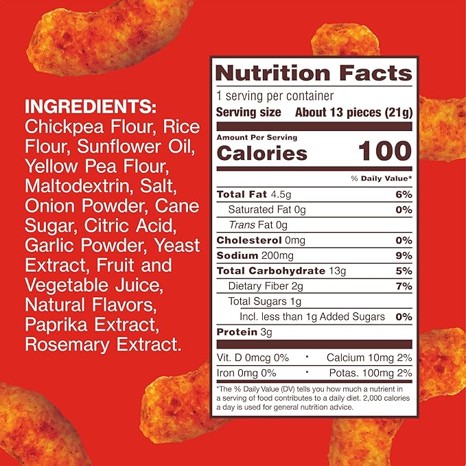 Hippeas Chickpea Puffs, Flavor Blast: Blazin' Hot, 0.75 Ounce (Pack of 18), 3g Protein, 2g Fiber, Vegan, Gluten-Free, Crunchy, Plant Protein Snacks