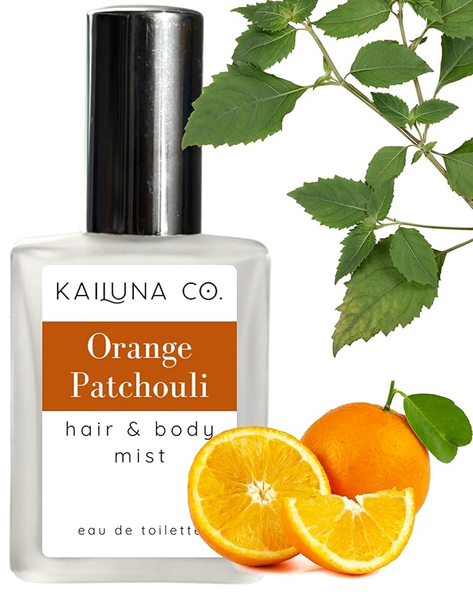 Orange Patchouli Natural Hair & Body Mist Spray, Pure Essential and Fragrance Oils, Alcohol-Free, Handmade in California, 0.5Fl Oz