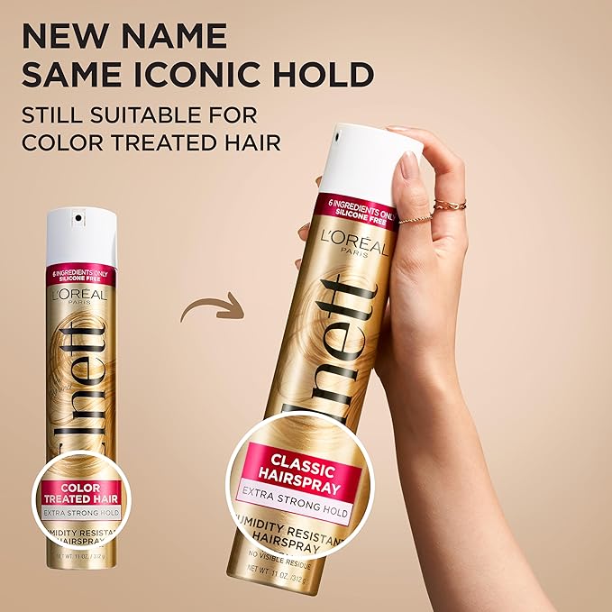 L'Oreal Paris Elnett Satin Extra Strong Hold Color Treated Classic Hairspray, 11 oz