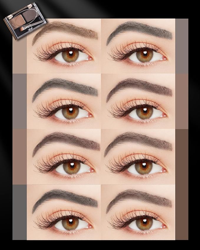 Eyebrow Powder Makeup Kit - Light Brown+Grey, 2 Color Eye Brow Powder Palette Waterproof Long-Lasting Brow Filler, Lightweight, Easy Blend, Natural Full Look with Brush, maquillaje para cejas-01