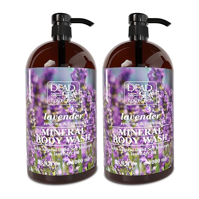 Dead Sea Collection Lavender Body Wash for Women and Men - with Pure Dead Sea Minerals and Lavender Oil - Gentle Cleanses and Moisturizes Skin - Pack of 2 (67.6 fl. oz)