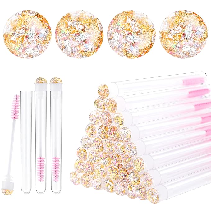 50pcs Eyelash brush Lash Wand Makeup tool Eyelash Extension supplies Cleaning brush Diamond Mascara foil pink