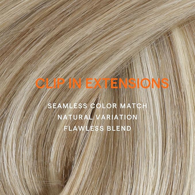 Full Shine Clip on Hair Extensions Blonde Highlights Human Hair Clip in Extensions 16 Inch Dark Blonde Mix Light Blonde Hair Extensions Human Hair 120 G 7 Pcs