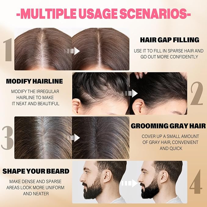 Root Touch Up Sets,Hairline Powder for Women Cover Up- Hairline Concealer for Thin and Thinning Hair, Water & Sweat Resistant,Contain Azonbey Makeup Brush (Gray, Med-Makeup Brush)