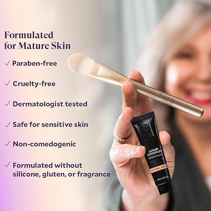 Fièra Luxury Concealer & Foundation with Anti-Aging Ingredients - Full Coverage for Dark Circles, Wrinkles, Fine Lines, and Spots, All-Day Wear For Mature Skin - Deep, 0.5 FL. OZ. / 15 ML