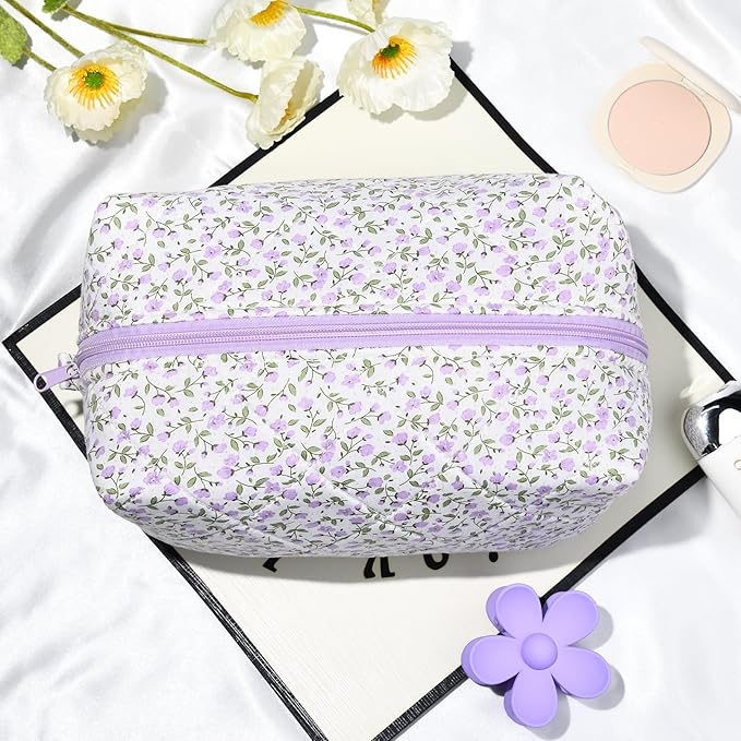Soidram floral makeup bag quilted