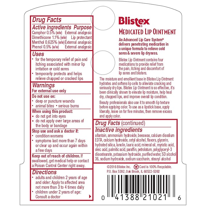 Blistex Medicated Lip Ointment, 0.21 Ounce Healing