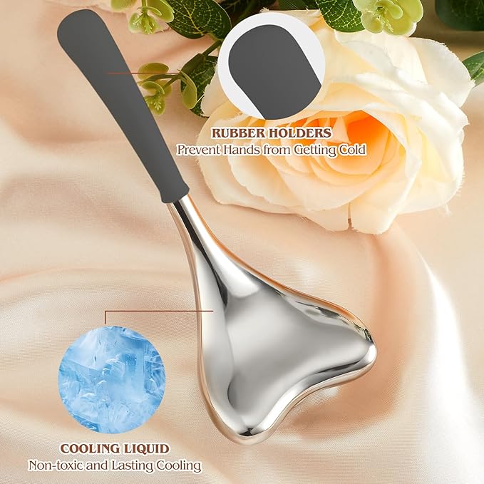 Running man Cryo Sticks-Gua Sha and Massage 2-in-1, Ice Globes for Face-Wrinkle Reduction & Dark Circle Relief, Stainless Steel Facial Massage Tool for Skin Tightening Cooling Globes.