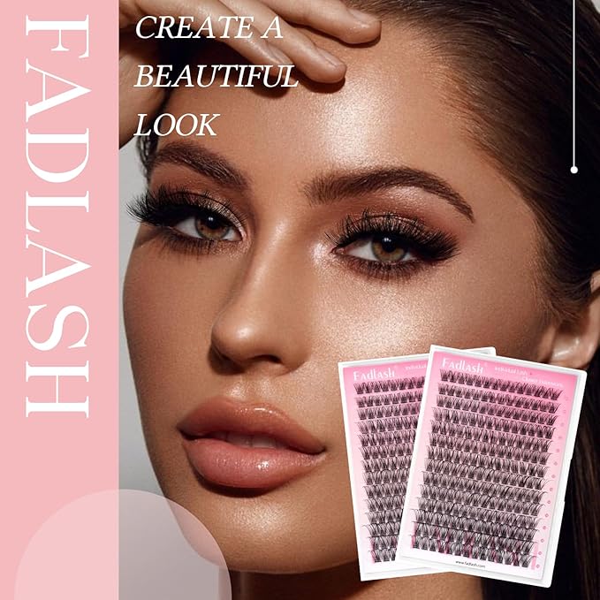 FADLASH Lash Clusters Wispy Eyelash Clusters Natural Individual Lashes 10-16 mm and Waterproof Cluster Eyelash Extensions with Soft Thin Band (DV07, 10-16mm)