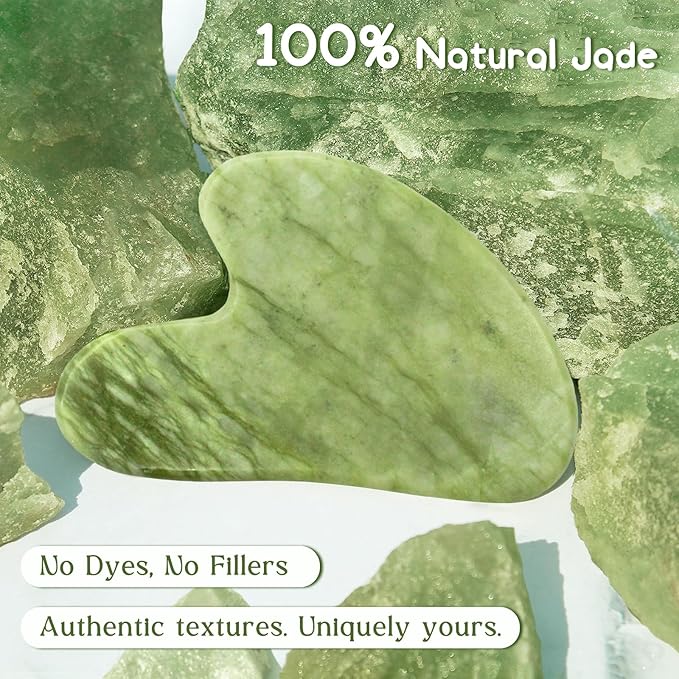 Flagest Gua Sha Facial Tools, Jade Stone Guasha Tool for Face Body, Facial Massage Tool for Jawline Sculpting and Puffiness Reducing, Skin Care Tools for Men Women