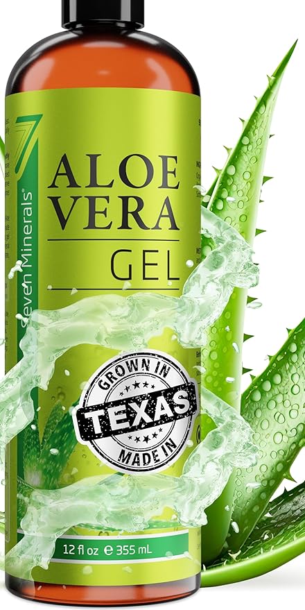Seven Minerals Aloe Vera Gel - 99% Organic, Big 12 oz - NO XANTHAN, so it Absorbs Rapidly with No Sticky Residue - made from REAL JUICE, NOT POWDER