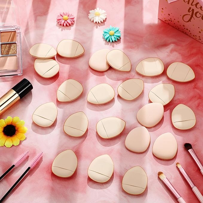 Gerrii 72 Pcs Finger Powder Puff Mini Makeup Sponge Soft Beauty Makeup Blender Puff for Foundation, Face Powder, Under Eye Setting, Concealer, Repair Cream, Cosmetic Tool (Skin Color)