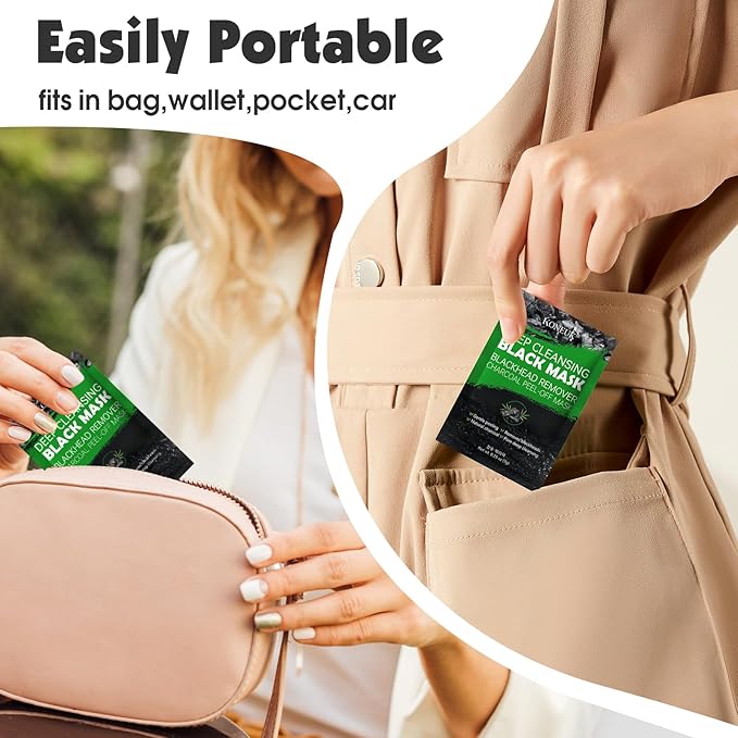 20 Pack Blackhead Remover Mask Set, Charcoal Peel Off Black Face Mask with Brush, Blackhead Pore Acne Remover for Face and Nose, Deep Cleansing for Men and Women