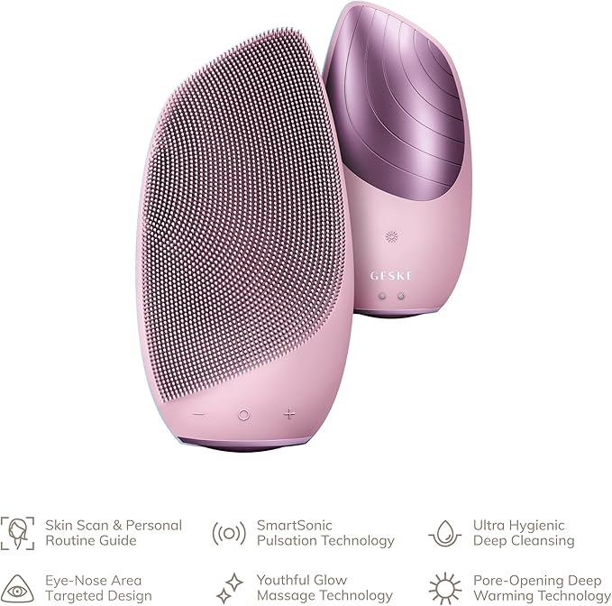 GESKE SmartAppGuided Sonic Thermo Facial Brush | 6 in 1 | Skin Cleansing | Cleansing Brush with Thermal Function | Electric Facial Massager