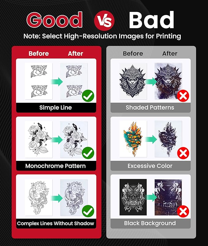 Phomemo Bluetooth Tattoo Stencil Printer, Wireless M08F Tattoo Machine with 10pcs Free Transfer Paper, Thermal Portable Printer for Artists & Beginners, Compatible with Phone, Tablet & PC, Black