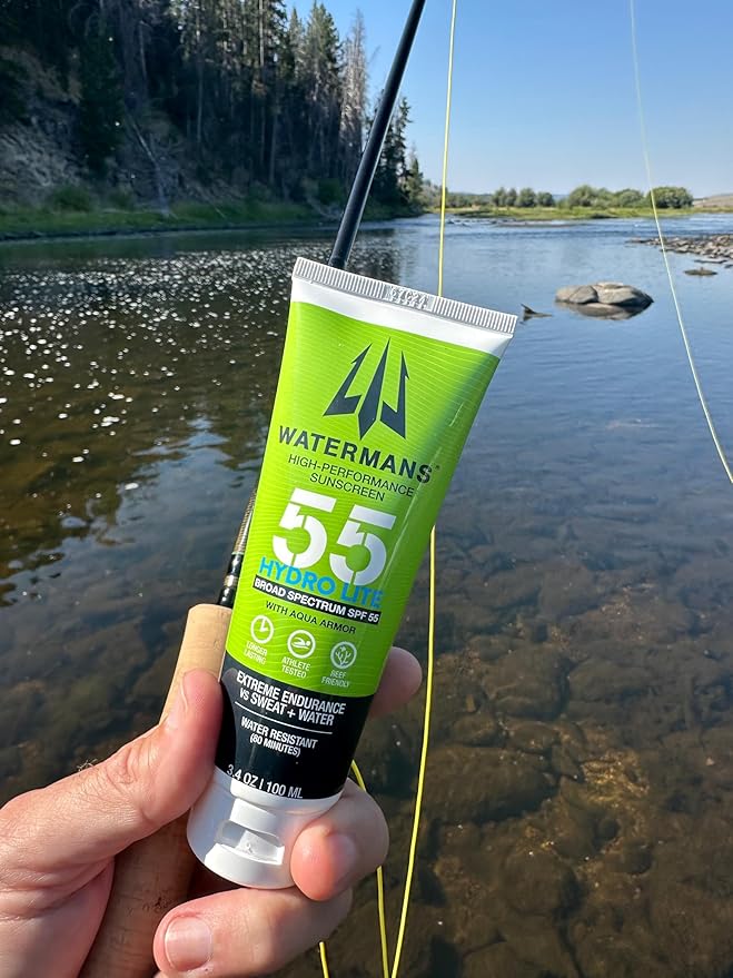 WATERMAN'S Hyrdo Lite SPF 55 Broad Spectrum Reef Safe Sunscreen for Face and Body, Fragrance-Free, Oxybenzone Free - 3.4oz