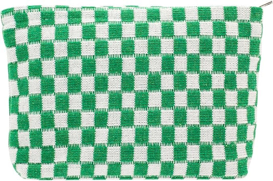 Pazimiik knitted checkered makeup bag