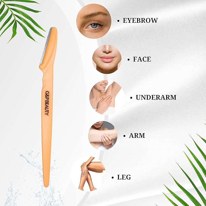 G&P BEAUTY Precision Face & Eyebrow Dermaplaning Kit - 3 Exfoliating Razors with Precision Covers for Women, ideal Gift.