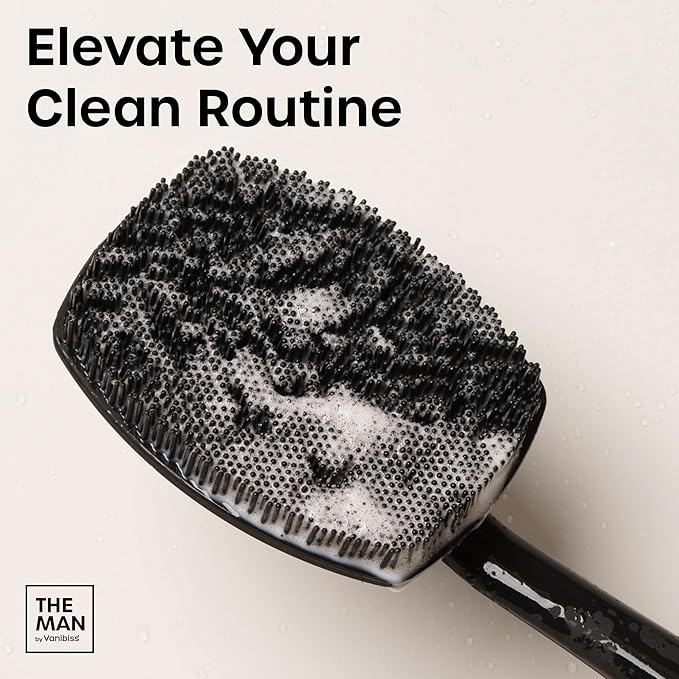 The Man Silicone Face Scrubber for Men, Flex Face Brush for Men, Removes Dead & Dry Skin, Shower Facial Cleansing Brush (Back Scrubber)