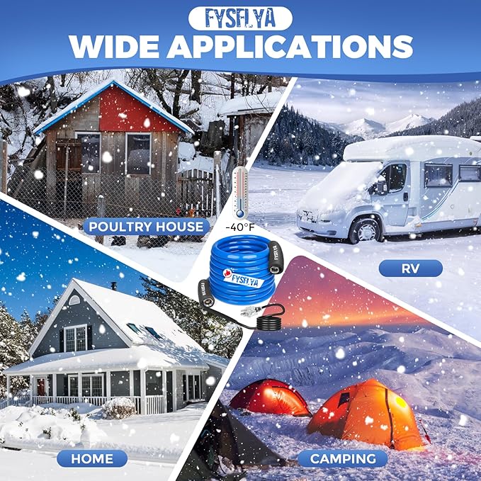 100FT Heated Water Hose for RV, Heated Drinking Water Hose, Low Temperature Resistant to -40°F, RV Accessories for Camper, Outdoor, Garden, Livestock & Agriculture(100FT)