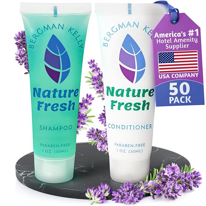 Bergman Kelly - Travel Shampoo and Conditioner Set - 1 fl oz, 100 Pieces, Nature Fresh - Delight Your Guests with Refreshing & Soothing Hotel Toiletries and Guest Hospitality in Bulk