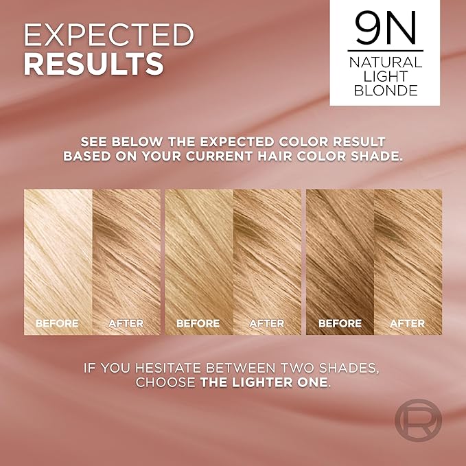 L’Oreal Paris Excellence Universal Nudes Permanent Hair Color, Ammonia Free Hair Dye for Gray Hair Coverage, 9N Natural Light Blonde, 1 Hair Dye Kit