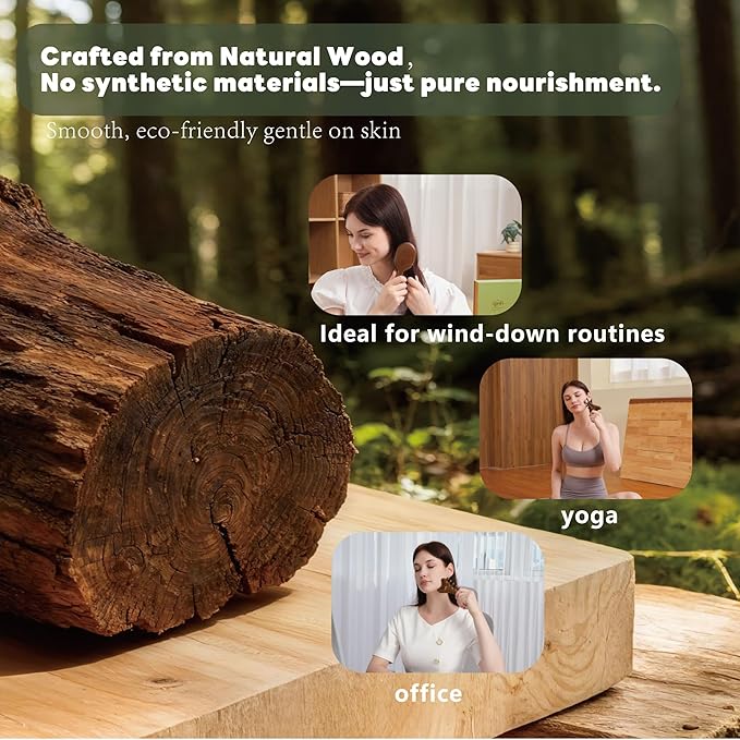 Scalp Massager Brush & Gua Sha Tool Set - Wooden Comb for Scalp Stimulation, Facial Massage & Relaxation, Handcrafted Natural Self-Care Gift Set with Storage Bag, King Wood