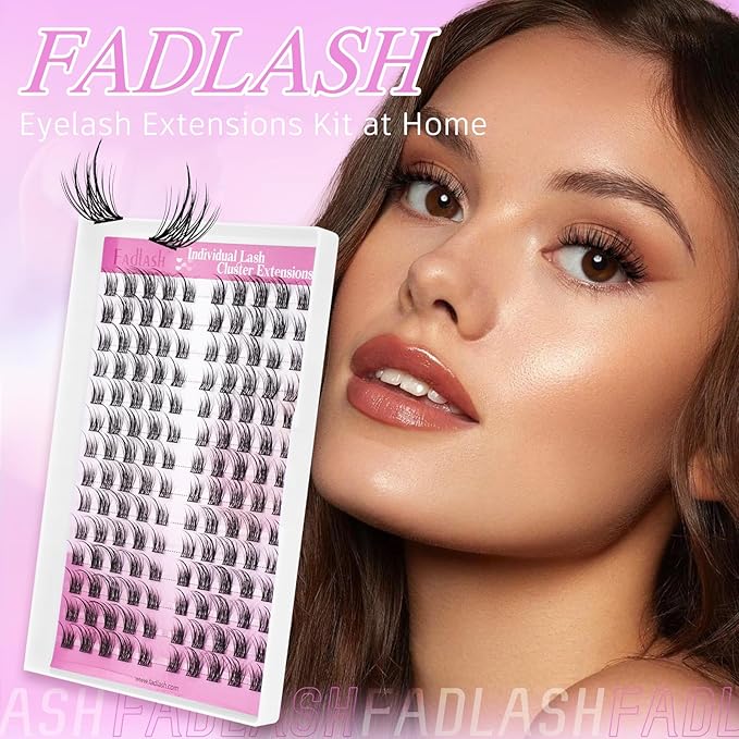 FADLASH Lash Clusters Wispy Eyelash Clusters DIY Reusable Individual Lashes and Waterproof Cluster Eyelash Extensions with Soft Thin Band