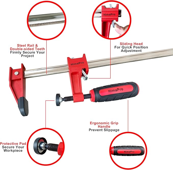 HimaPro 24 Inch Bar Clamp Set, 2 Pack 600 lbs Load Limit Medium Duty Quick Release Steel F Clamp, Ideal for Woodworking, Metalworking, and DIY Projects