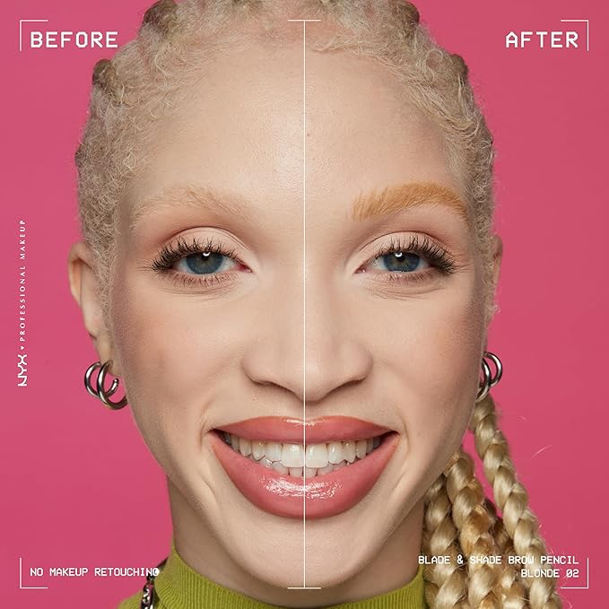 NYX PROFESSIONAL MAKEUP Blade & Shade Brow Pencil, Nano Mechanical Eyebrow Pencil, Up to 16HR Make Up Wear - Blonde